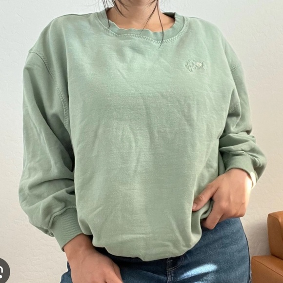 For Love & Lemon’s olive Green Embroidered Crewneck Sweatshirt Size small - Picture 2 of 7
